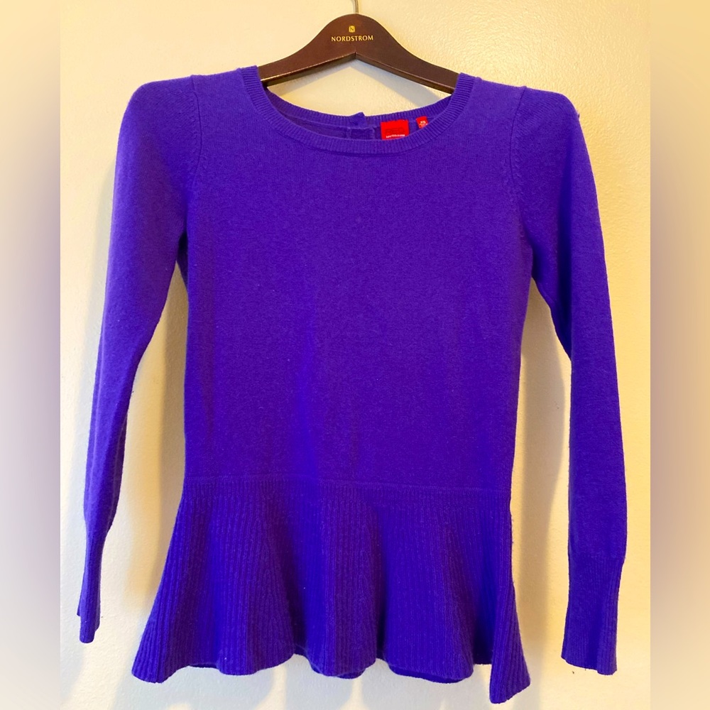 Saks Fifth Avenue 100% Cashmere Peplum Sweater XS
